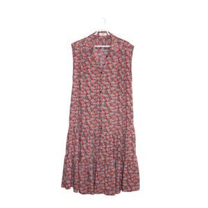 Natural Life XS/S Boho Hippie Flower Sleeveless Button Down Tiered Maxi Dress